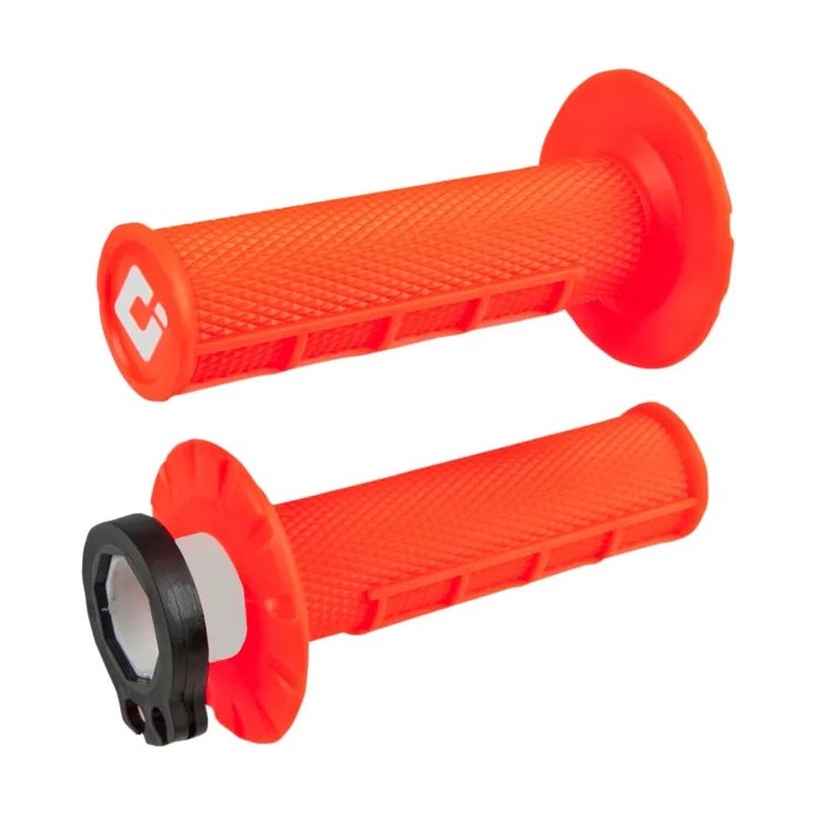 ODI V2 LOCK-IN grips, half waffle, fluorescent orange