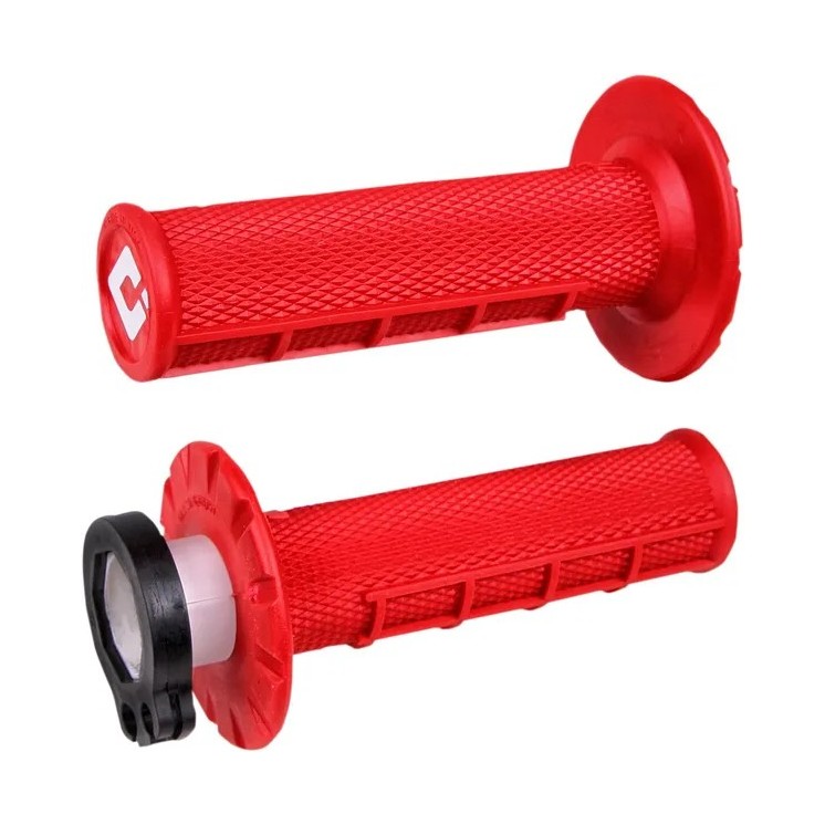 Poignées ODI V2 LOCK-IN 1/2 gaufré rouge fluo